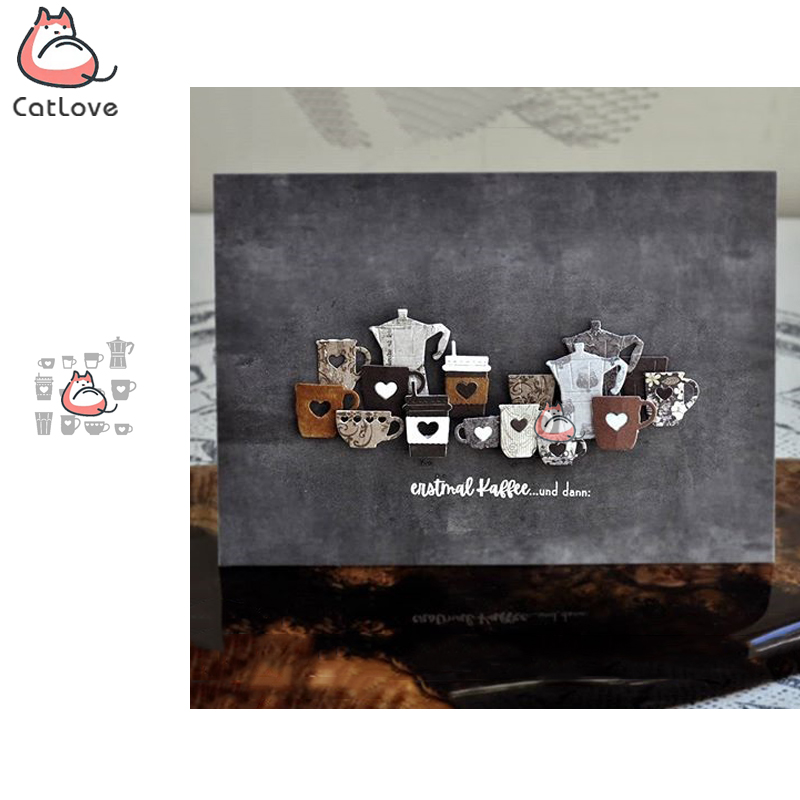 Coffee Stencil Art - Catlove Koffiekopje Metalen Stansmessen Scrapbooking Mold