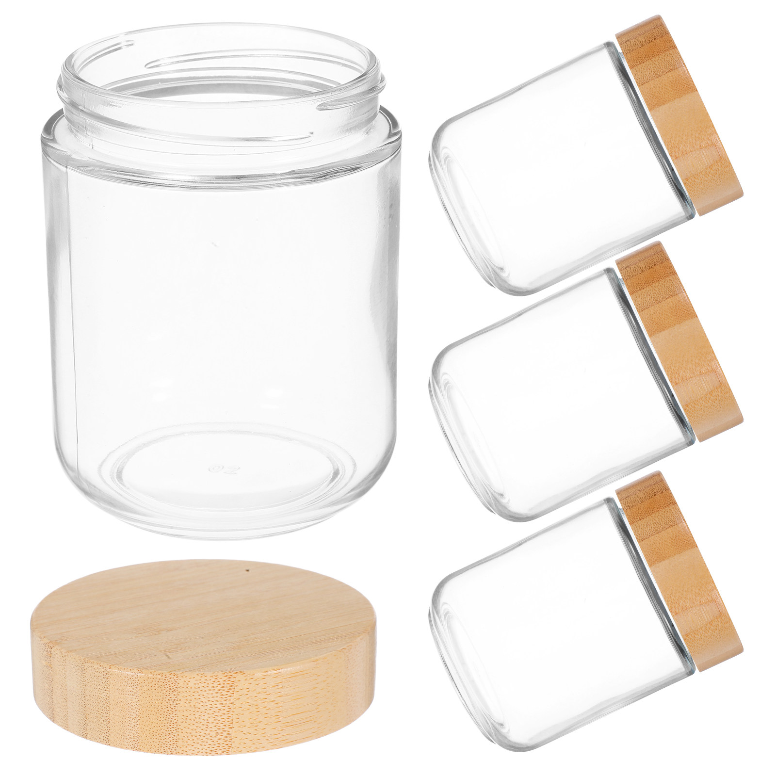 Coffee And Tea Glass - 4-delige stevige glazen voorraaddozen met bamboe