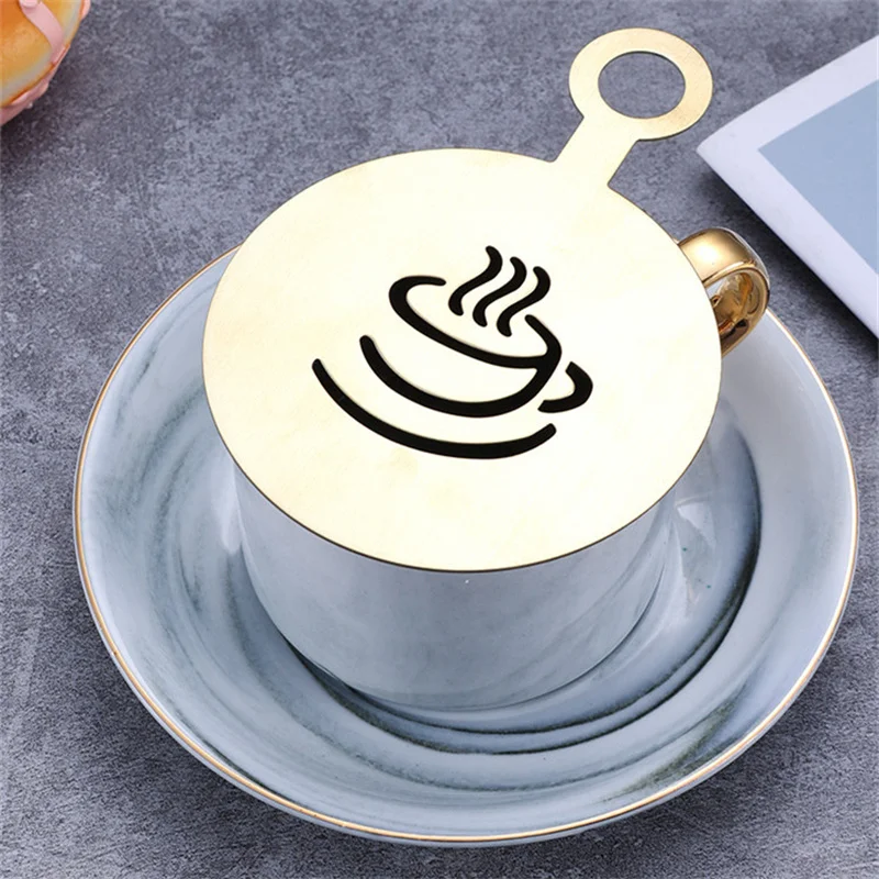 4 stuks gouden roestvrijstalen - Coffee Stencil Art recensie en prijs