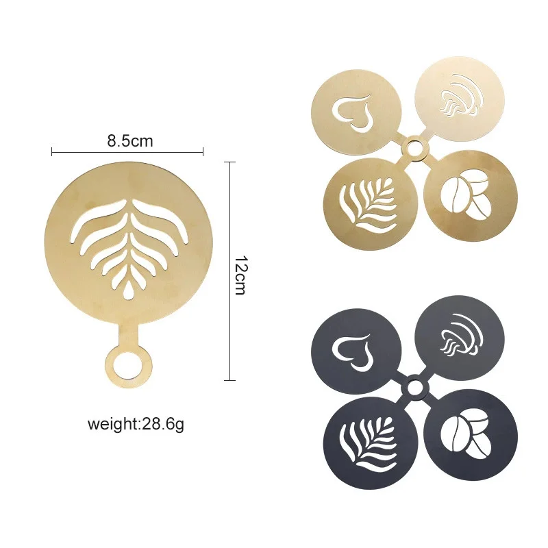 4 stuks gouden roestvrijstalen - Coffee Stencil Art recensie en prijs