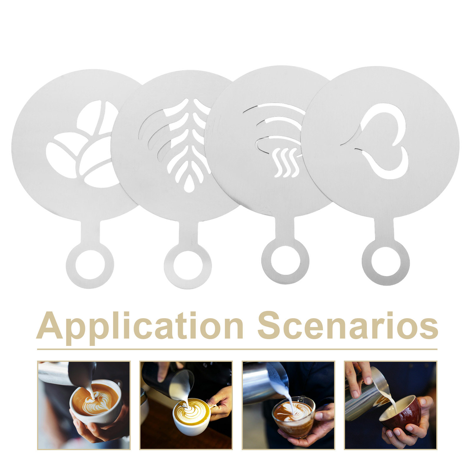 4-delige roestvrijstalen latte - Coffee Stencil Art recensie en prijs