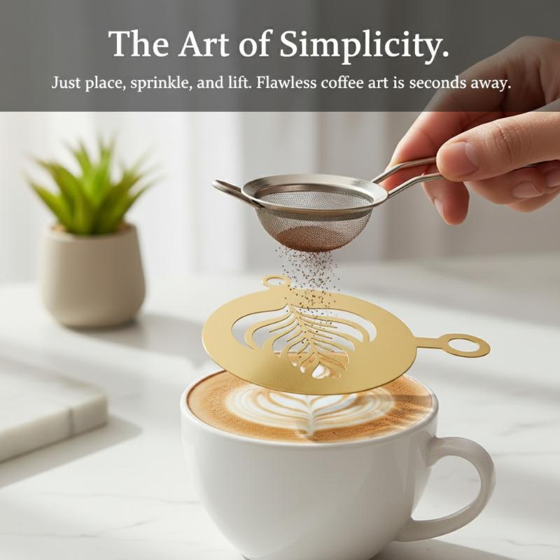 4-delige roestvrijstalen koffi - Coffee Stencil Art recensie en prijs