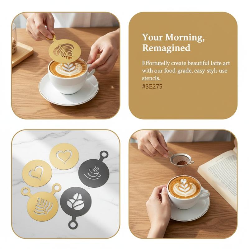 4-delige roestvrijstalen koffi - Coffee Stencil Art recensie en prijs