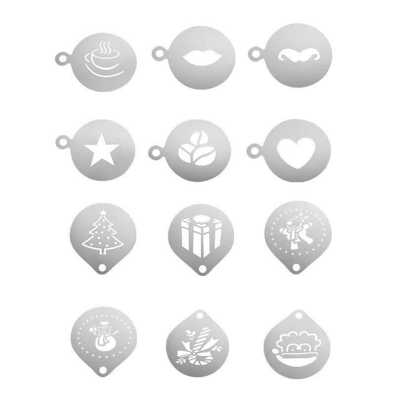 12 stuks roestvrij staal cafe  - Coffee Stencil Art recensie en prijs
