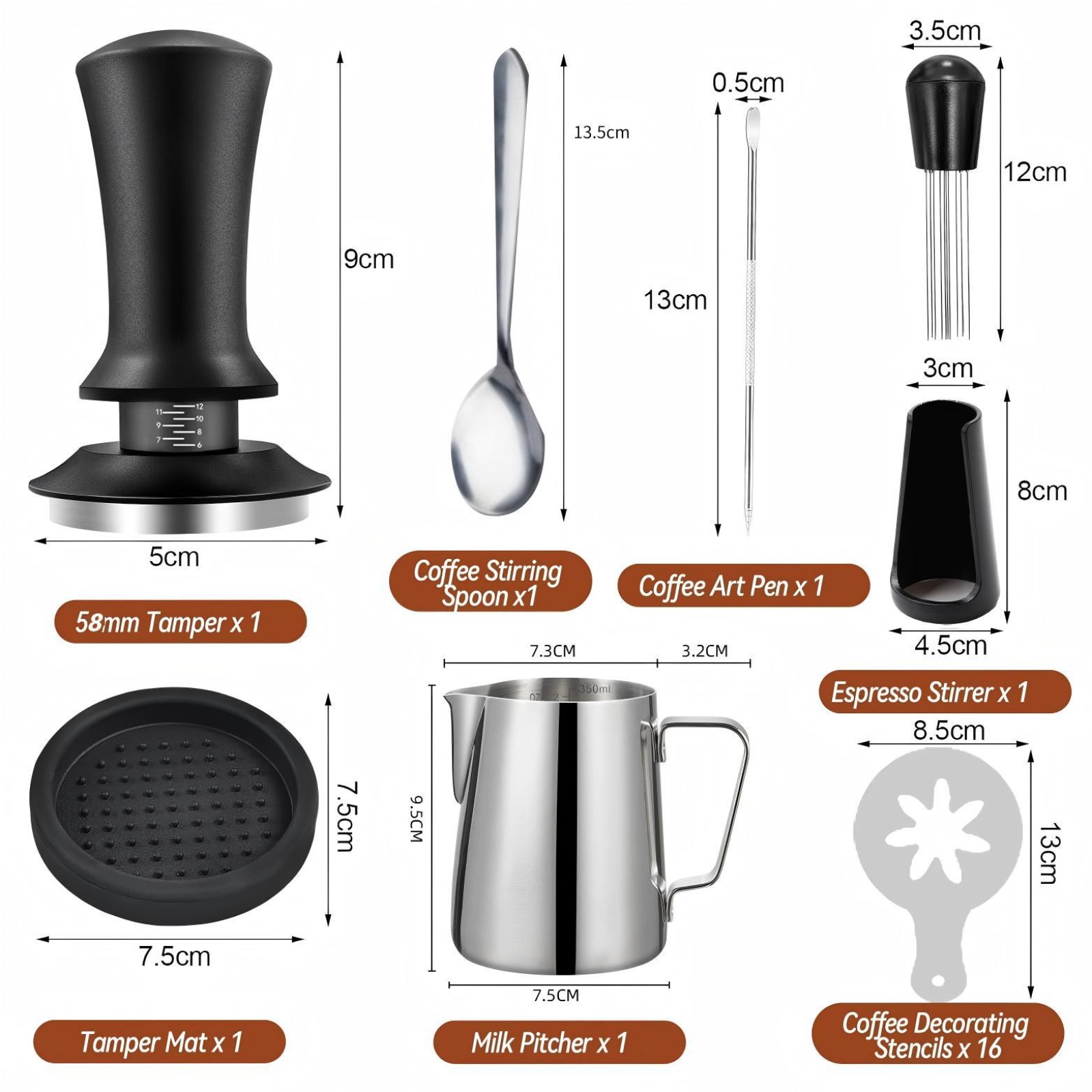 51mm Koffie Tamper Set 22-deli - Coffee Stencil Art recensie en prijs